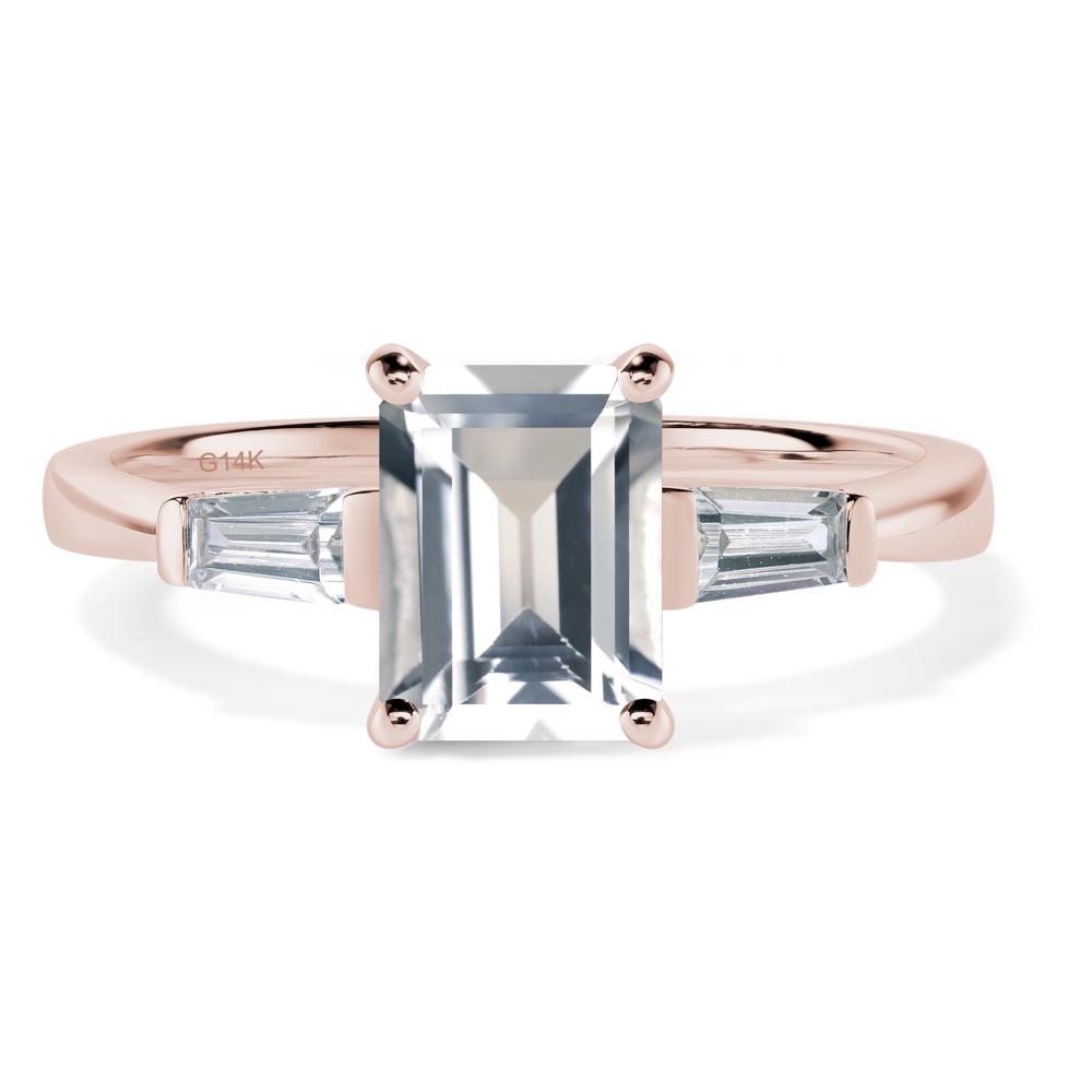 White Topaz Tapered Baguette Engagement Ring - LUO Jewelry #metal_14k rose gold