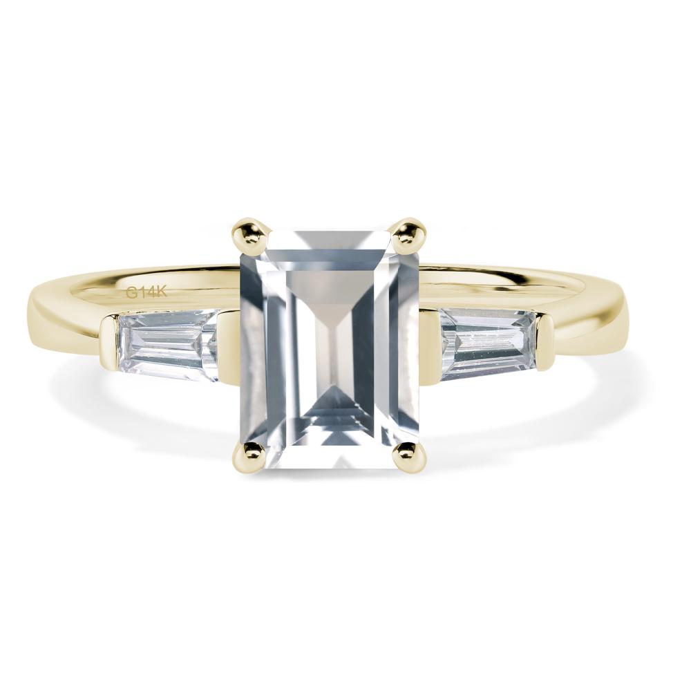 White Topaz Tapered Baguette Engagement Ring - LUO Jewelry #metal_14k yellow gold