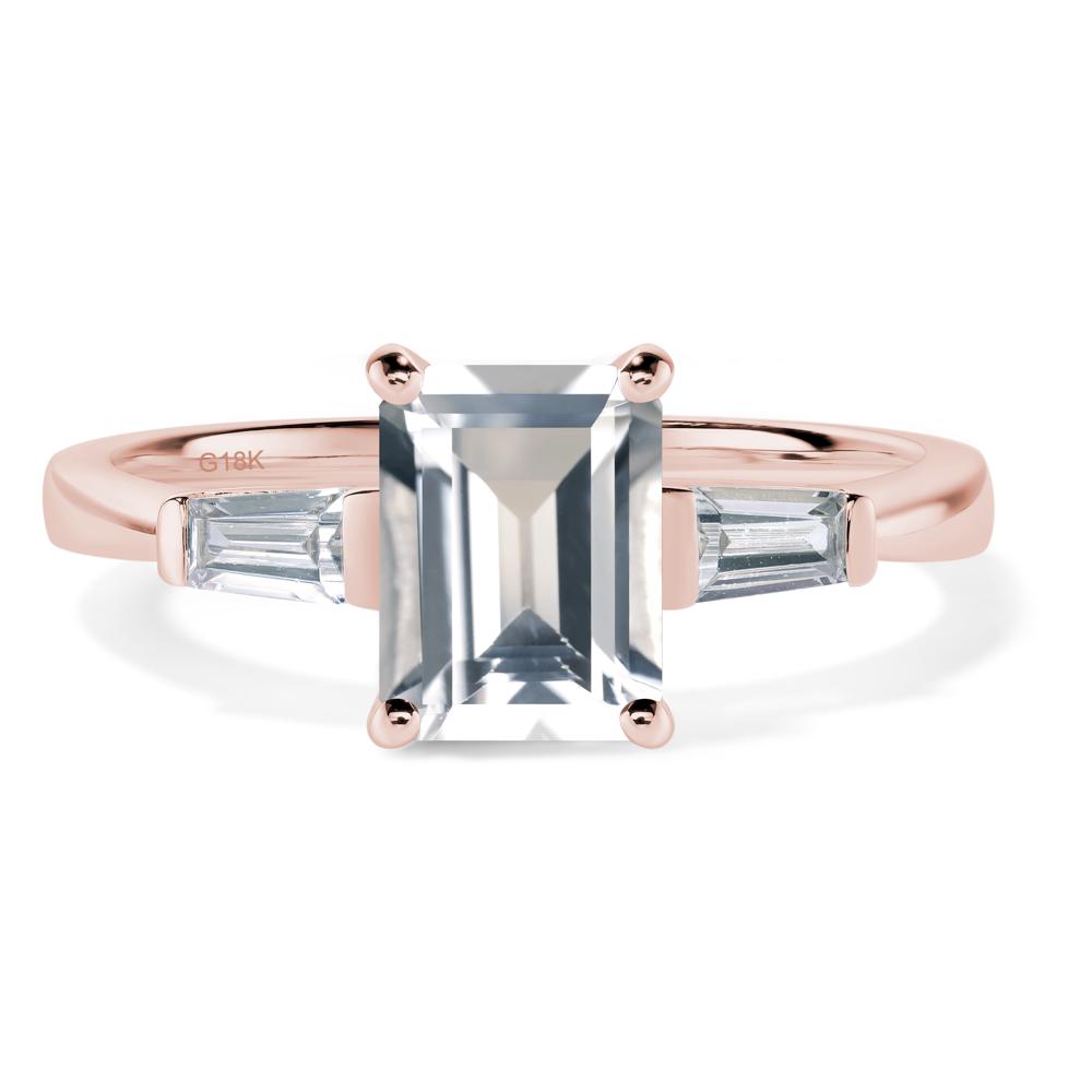 White Topaz Tapered Baguette Engagement Ring - LUO Jewelry #metal_18k rose gold