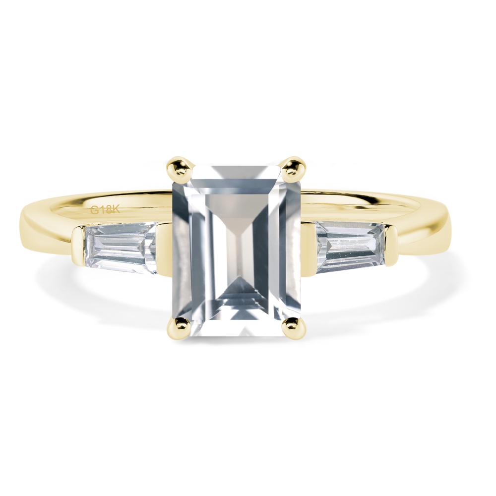 White Topaz Tapered Baguette Engagement Ring - LUO Jewelry #metal_18k yellow gold