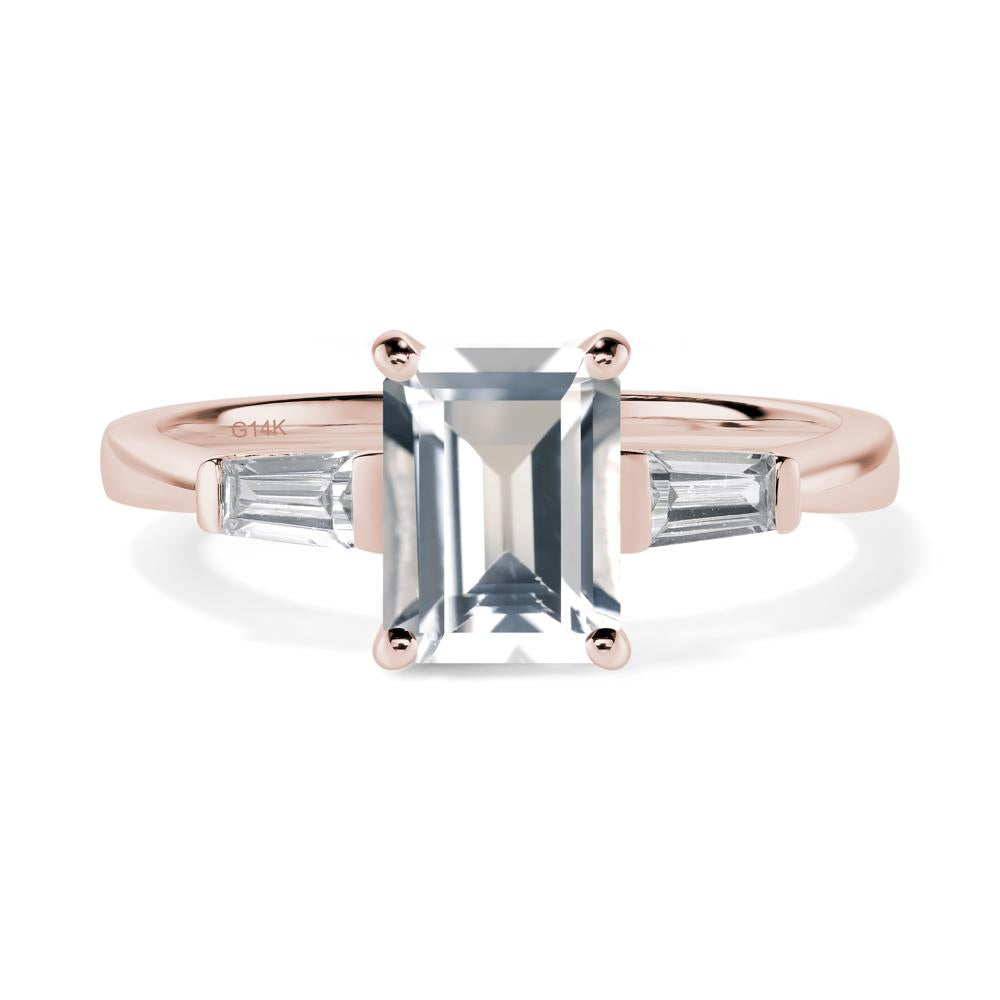 White Topaz Tapered Baguette Engagement Ring - LUO Jewelry #metal_14k rose gold