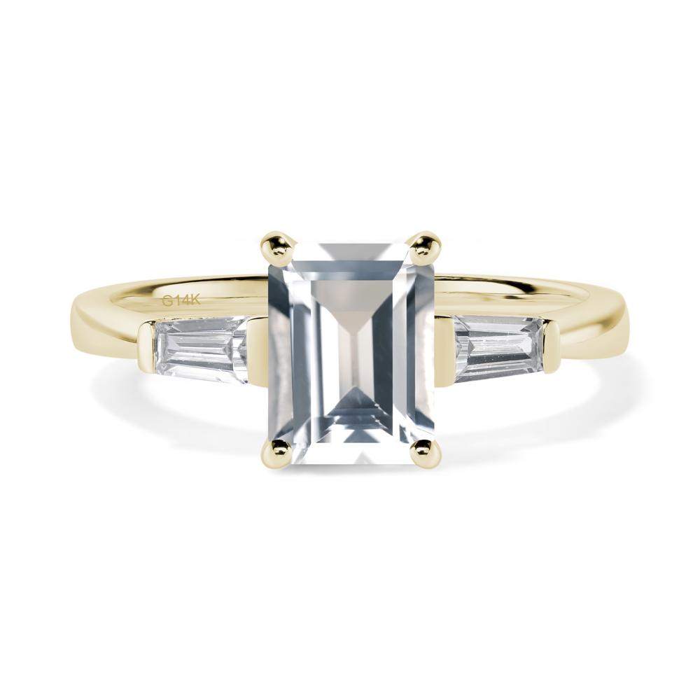 White Topaz Tapered Baguette Engagement Ring - LUO Jewelry #metal_14k yellow gold