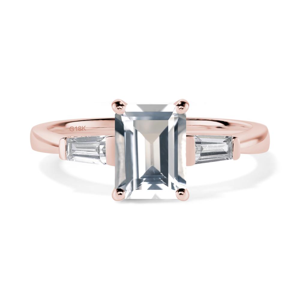 White Topaz Tapered Baguette Engagement Ring - LUO Jewelry #metal_18k rose gold