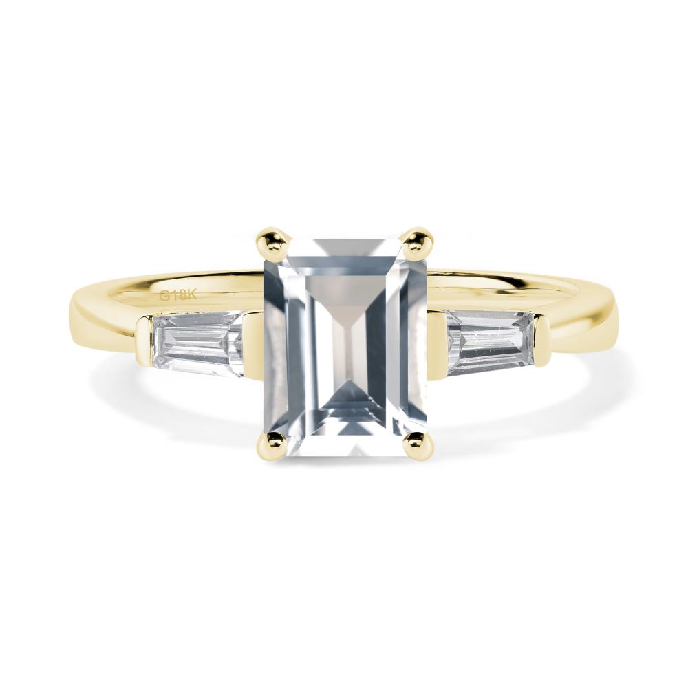 White Topaz Tapered Baguette Engagement Ring - LUO Jewelry #metal_18k yellow gold