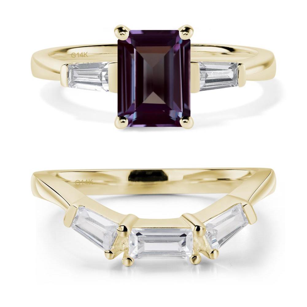 Alexandrite Tapered Baguette Engagement Ring - LUO Jewelry #metal_14k yellow gold