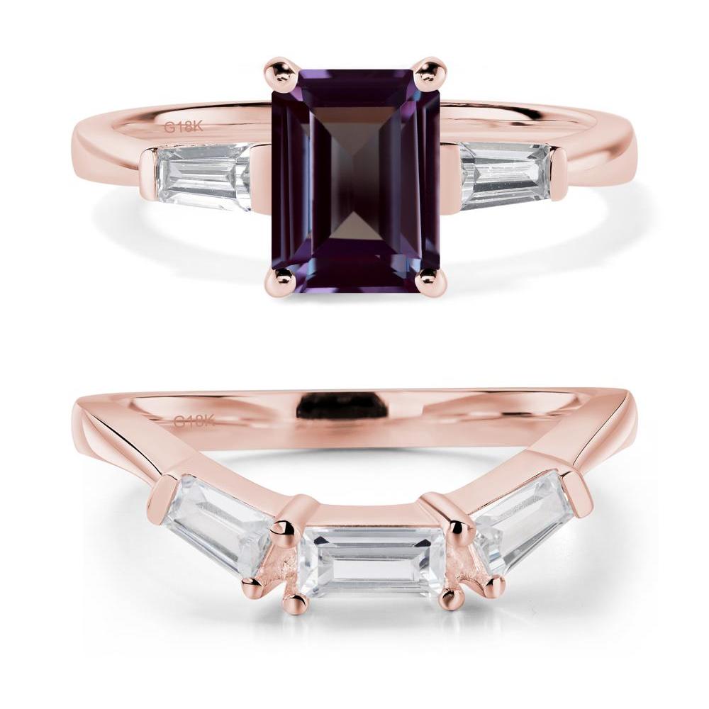 Alexandrite Tapered Baguette Engagement Ring - LUO Jewelry #metal_18k rose gold