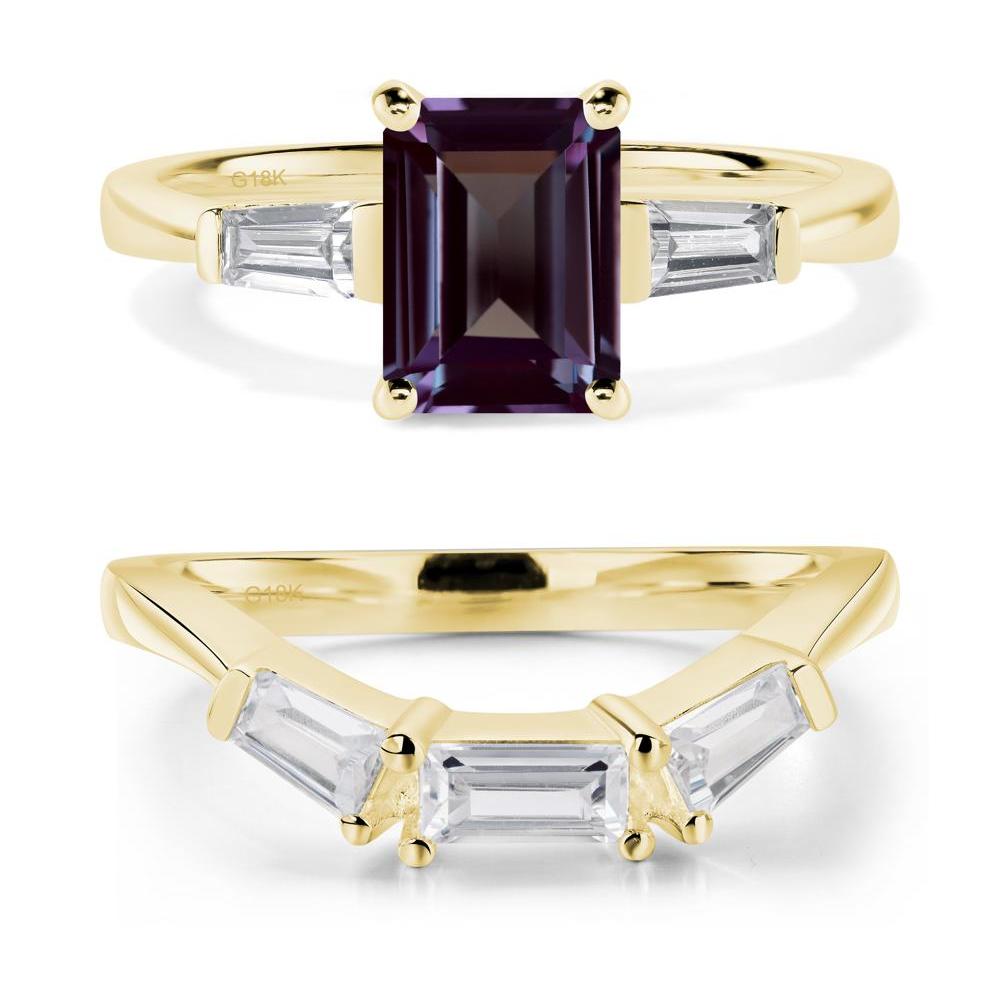 Alexandrite Tapered Baguette Engagement Ring - LUO Jewelry #metal_18k yellow gold