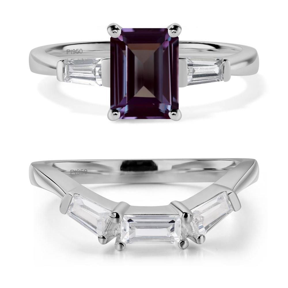 Alexandrite Tapered Baguette Engagement Ring - LUO Jewelry #metal_platinum