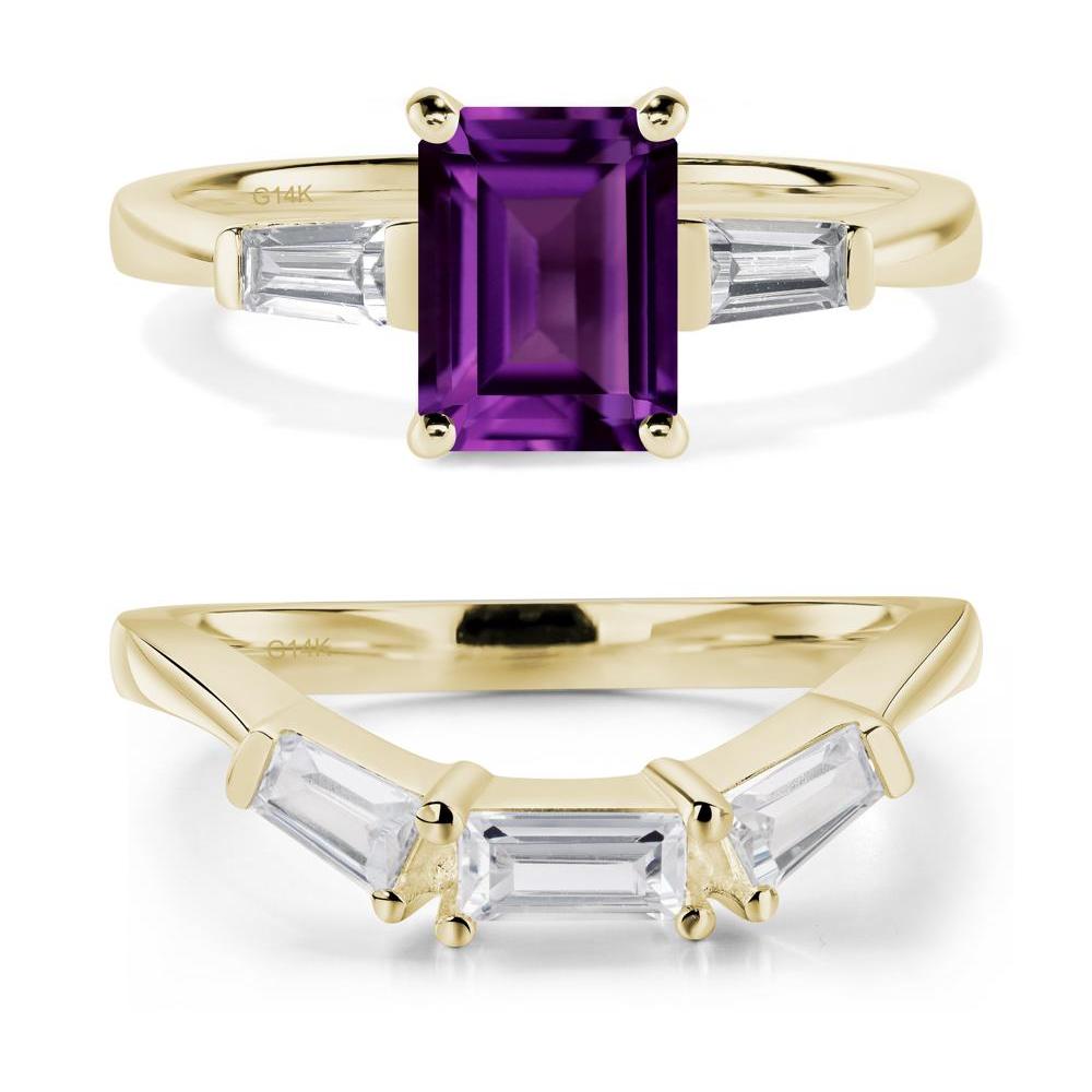 Amethyst Emerald Cut Baguette Ring - LUO Jewelry #metal_14k yellow gold