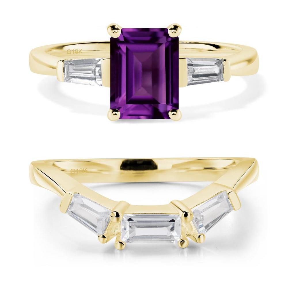 Amethyst Emerald Cut Baguette Ring - LUO Jewelry #metal_18k yellow gold