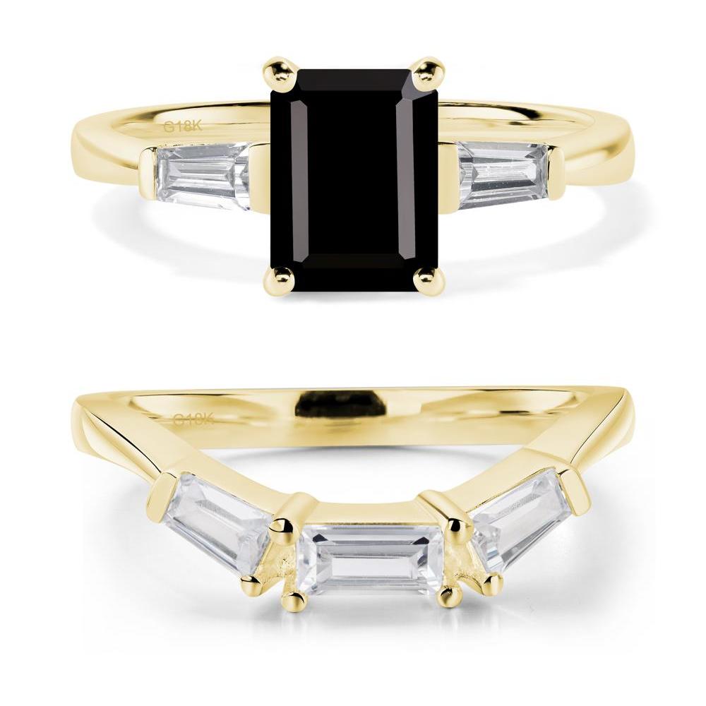 Black Spinel Emerald Cut Baguette Ring - LUO Jewelry #metal_18k yellow gold