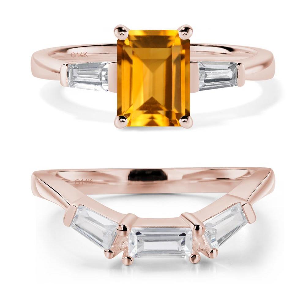 Citrine Tapered Baguette Engagement Ring - LUO Jewelry #metal_14k rose gold