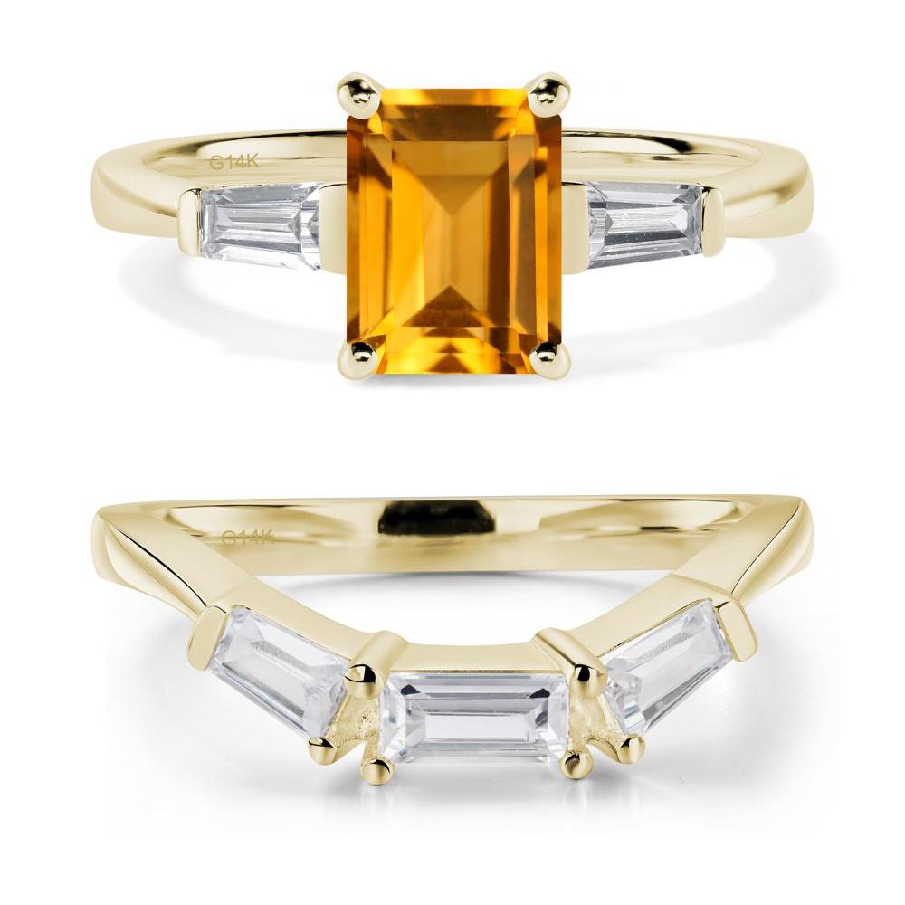 Citrine Tapered Baguette Engagement Ring - LUO Jewelry #metal_14k yellow gold