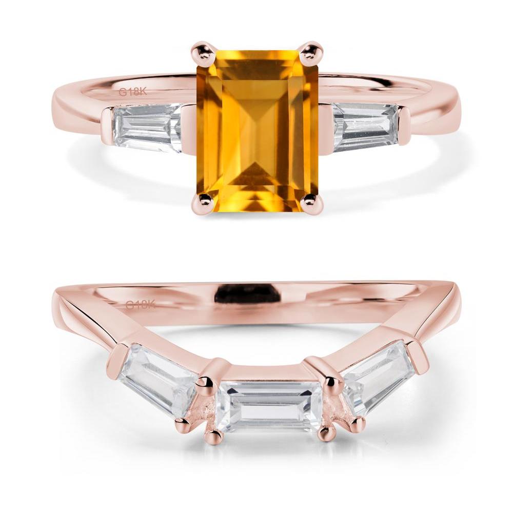 Citrine Tapered Baguette Engagement Ring - LUO Jewelry #metal_18k rose gold