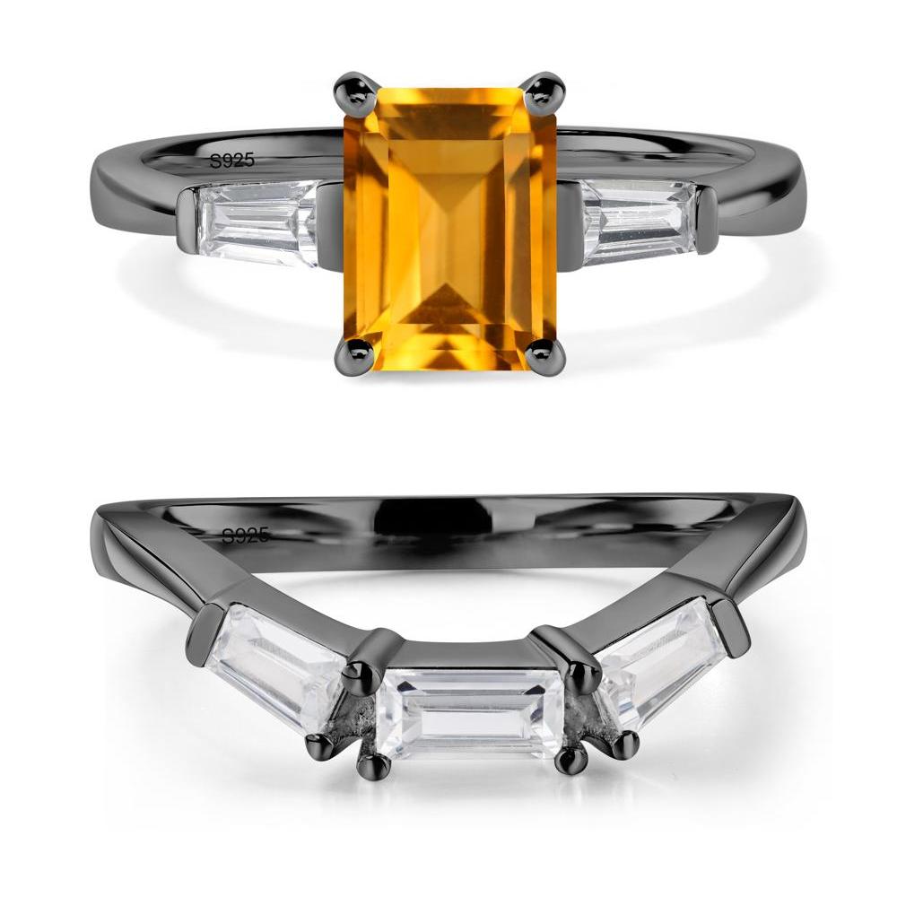 Citrine Tapered Baguette Engagement Ring - LUO Jewelry #metal_black finish sterling silver