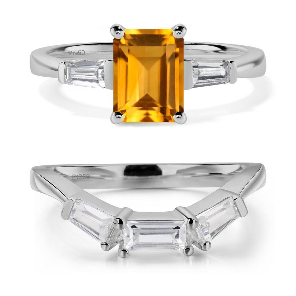 Citrine Tapered Baguette Engagement Ring - LUO Jewelry #metal_platinum