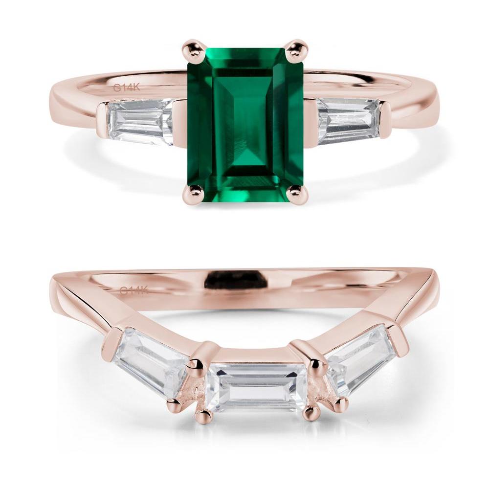 Emerald Emerald Cut Baguette Ring - LUO Jewelry #metal_14k rose gold