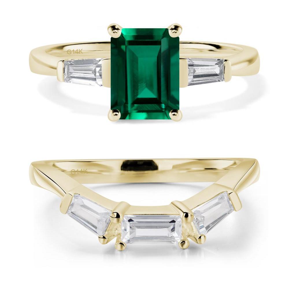 Emerald Emerald Cut Baguette Ring - LUO Jewelry #metal_14k yellow gold