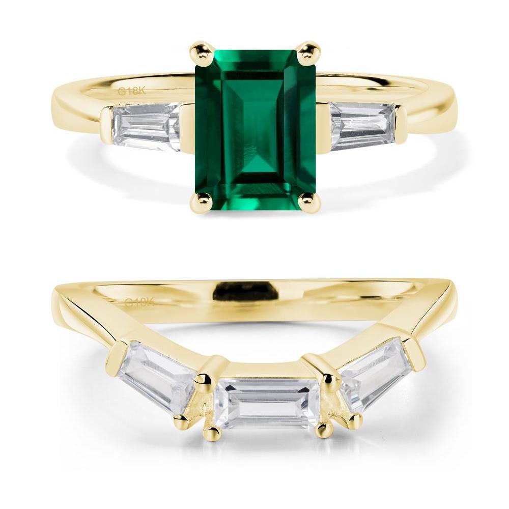 Emerald Emerald Cut Baguette Ring - LUO Jewelry #metal_18k yellow gold