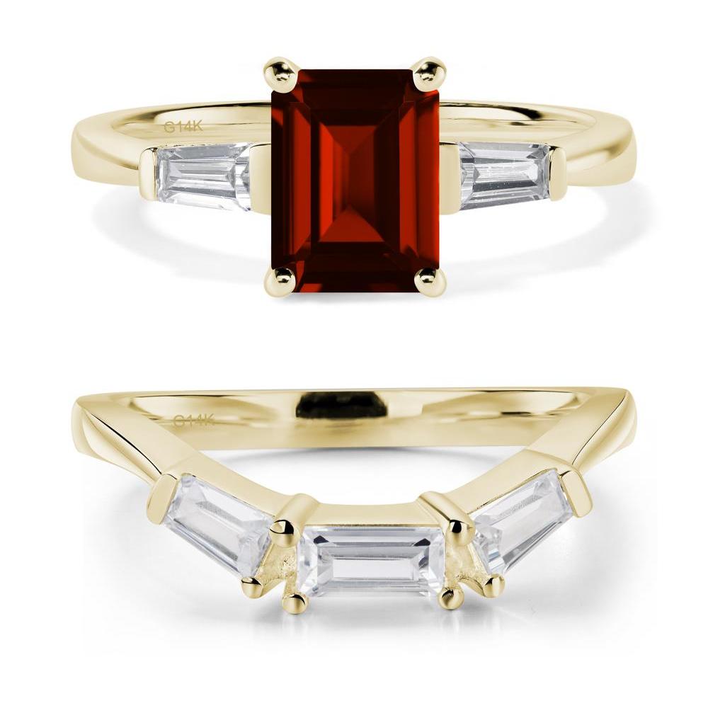 Garnet Tapered Baguette Engagement Ring - LUO Jewelry #metal_14k yellow gold