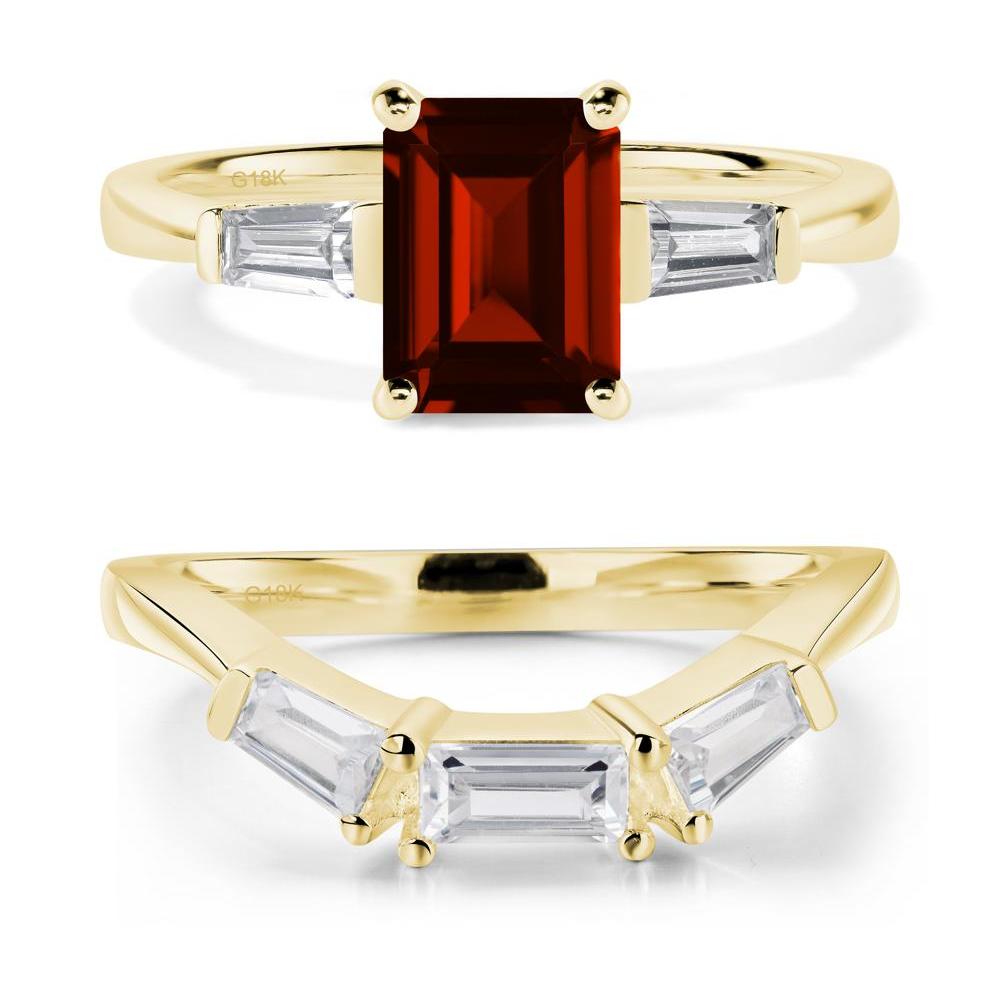 Garnet Tapered Baguette Engagement Ring - LUO Jewelry #metal_18k yellow gold