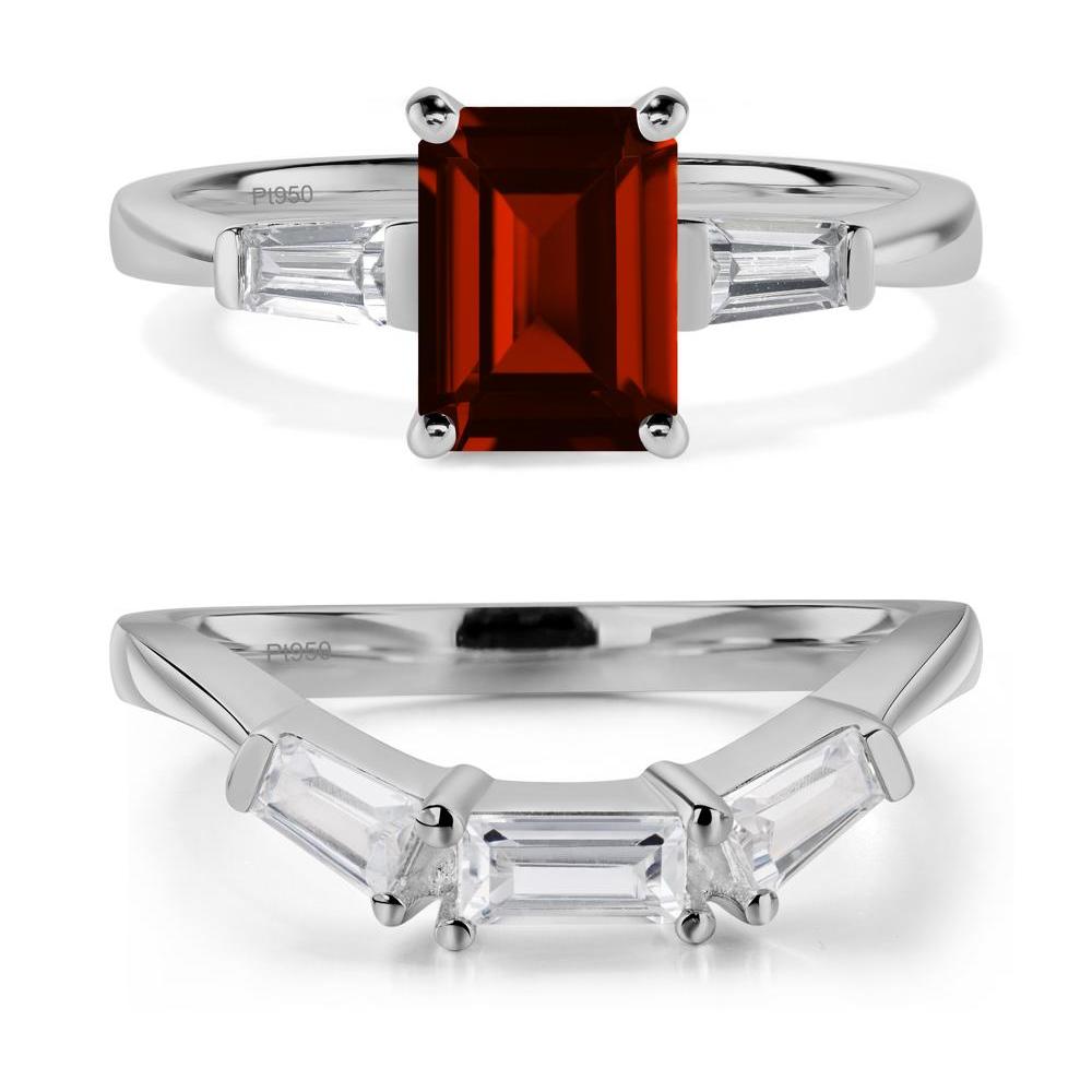 Garnet Tapered Baguette Engagement Ring - LUO Jewelry #metal_platinum