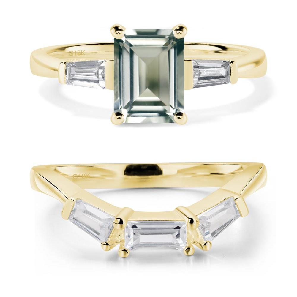 Green Amethyst Emerald Cut Baguette Ring - LUO Jewelry #metal_18k yellow gold