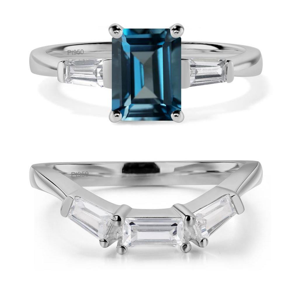 London Blue Topaz Emerald Cut Baguette Ring - LUO Jewelry #metal_platinum