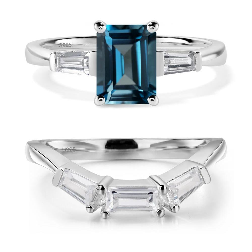 London Blue Topaz Emerald Cut Baguette Ring - LUO Jewelry #metal_sterling silver