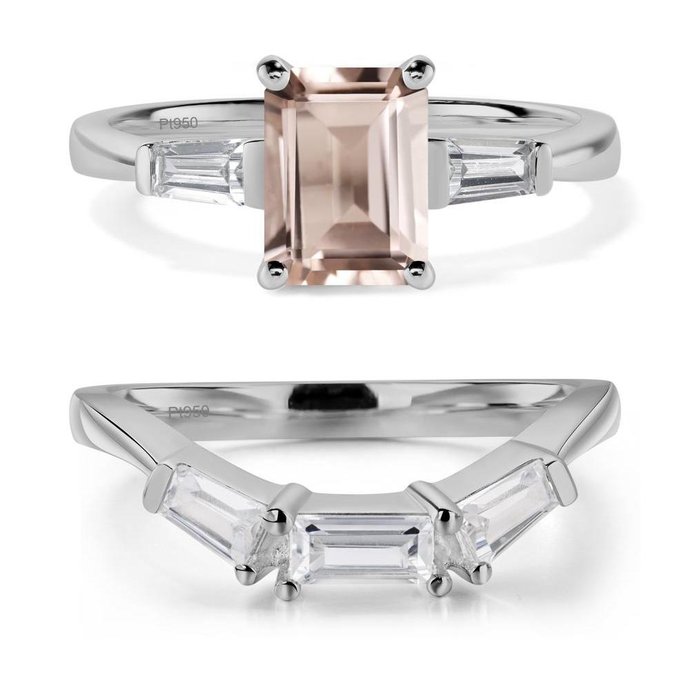 Morganite Tapered Baguette Engagement Ring - LUO Jewelry #metal_platinum