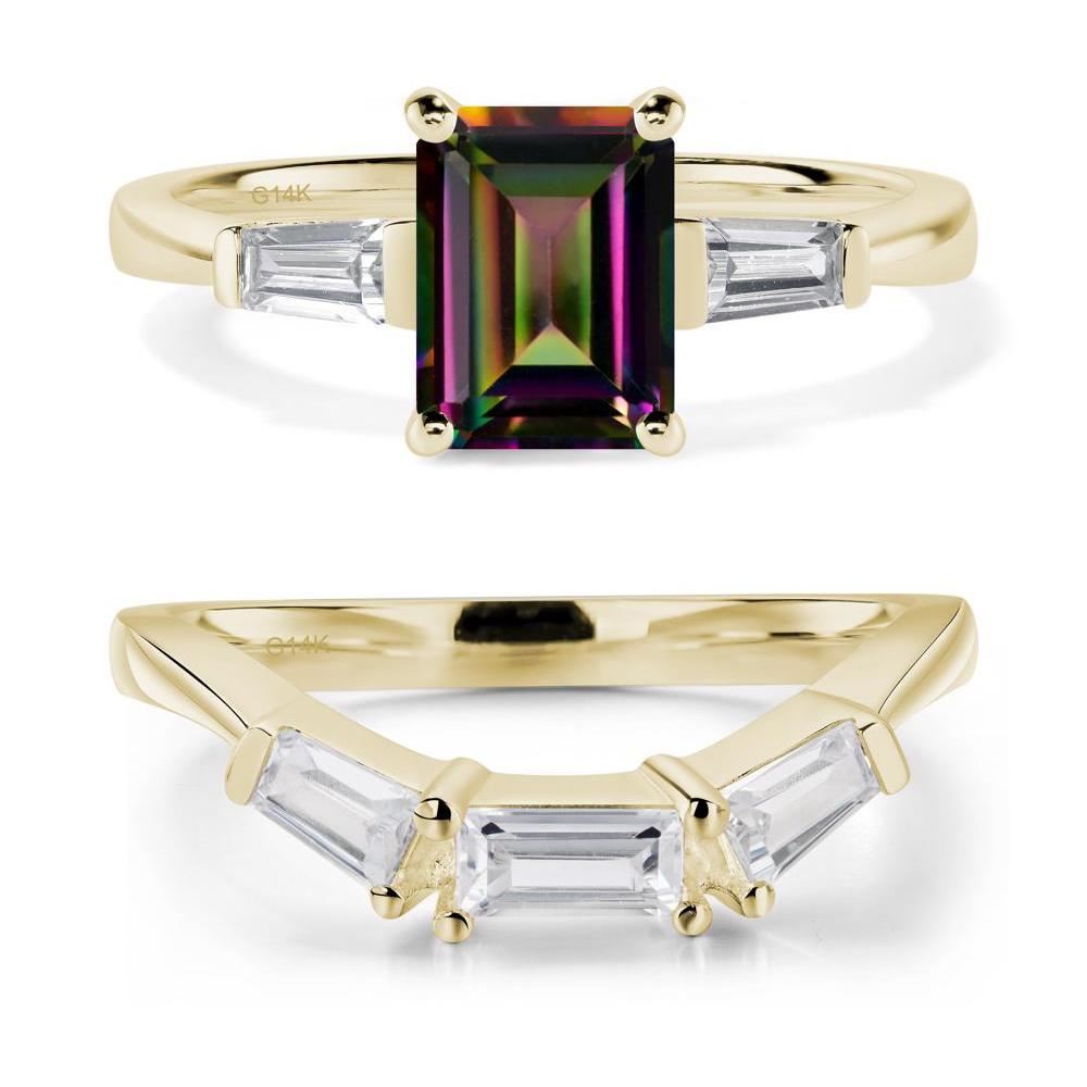 Mystic Topaz Emerald Cut Baguette Ring - LUO Jewelry #metal_14k yellow gold