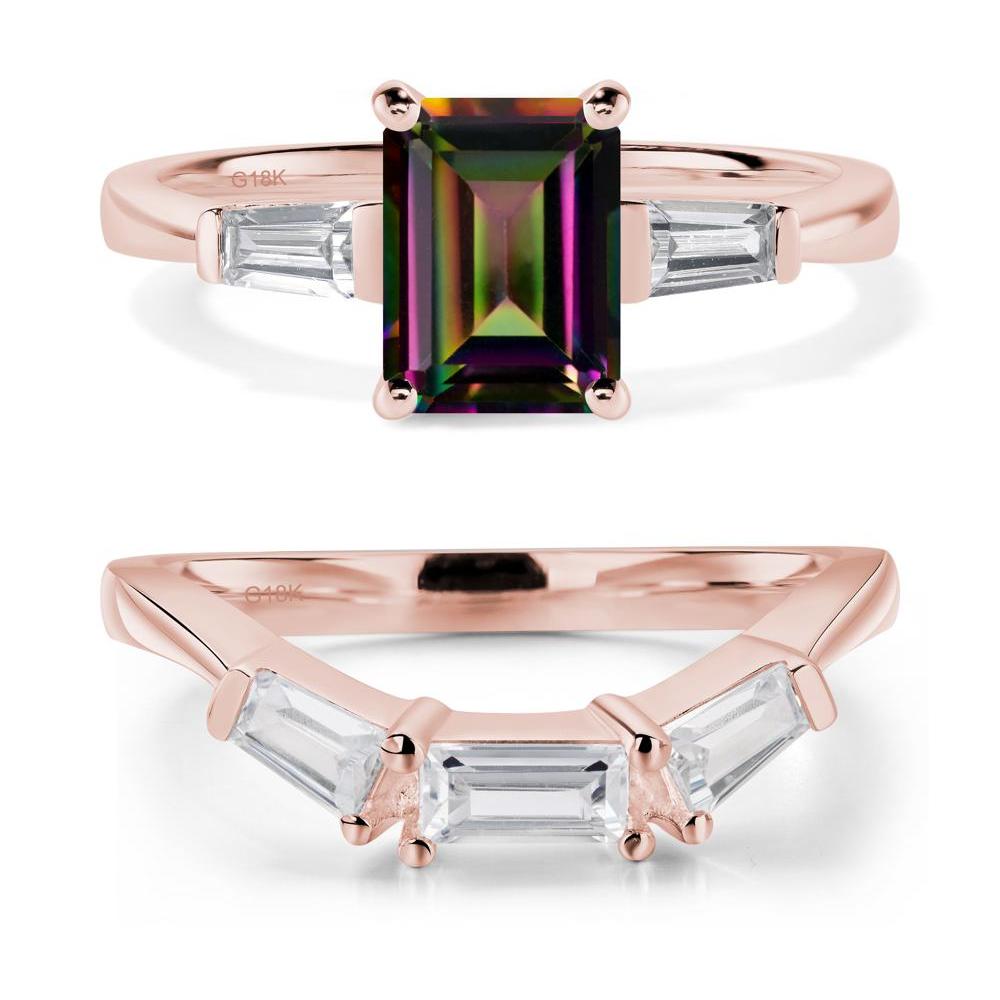 Mystic Topaz Emerald Cut Baguette Ring - LUO Jewelry #metal_18k rose gold