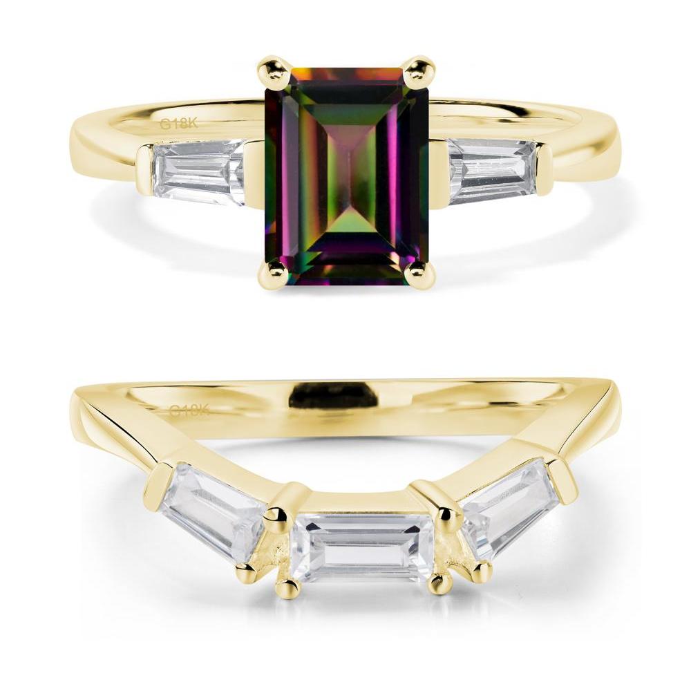 Mystic Topaz Emerald Cut Baguette Ring - LUO Jewelry #metal_18k yellow gold