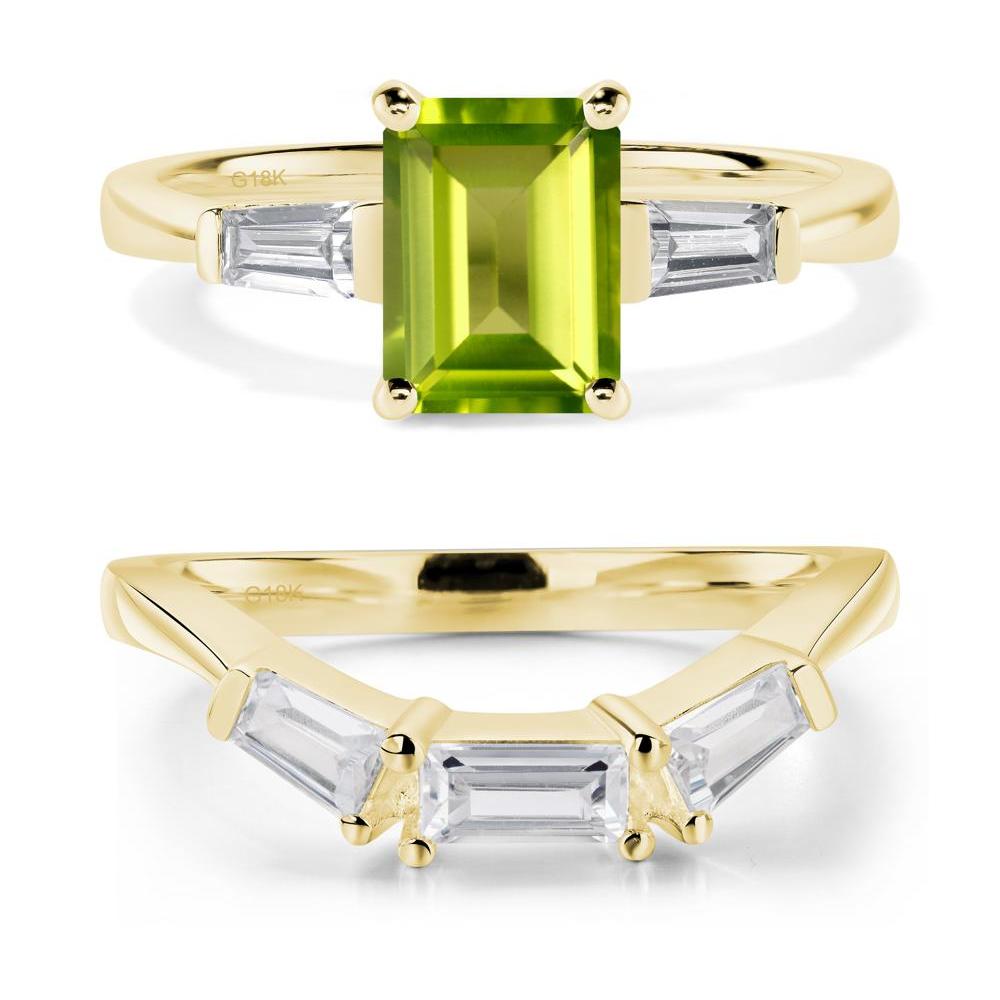 Peridot Tapered Baguette Engagement Ring - LUO Jewelry #metal_18k yellow gold