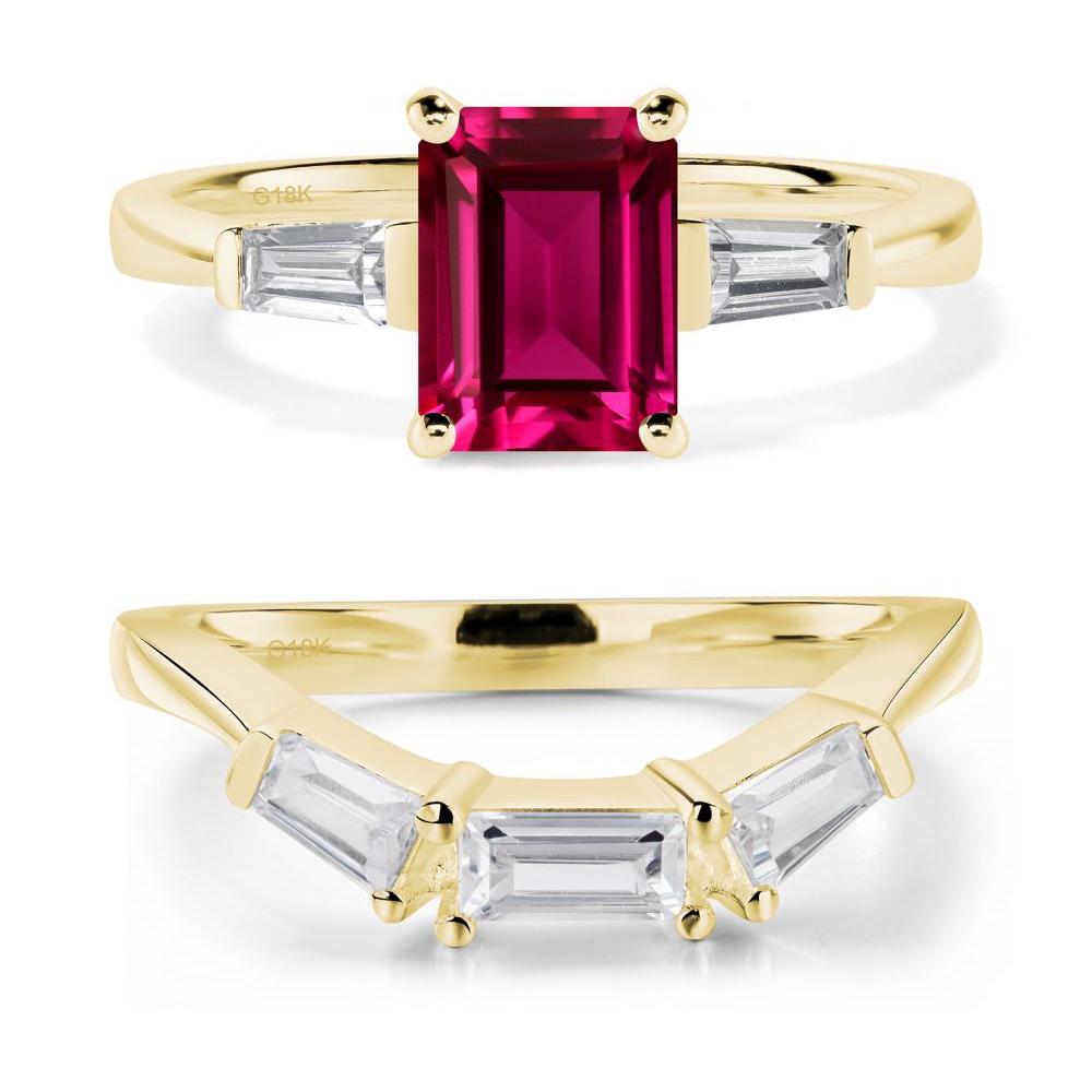 Ruby Tapered Baguette Engagement Ring - LUO Jewelry #metal_18k yellow gold