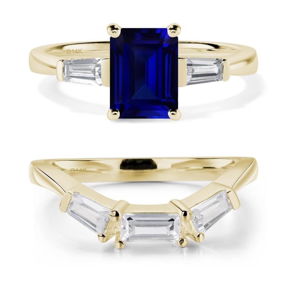 Sapphire Emerald Cut Baguette Ring - LUO Jewelry #metal_14k yellow gold