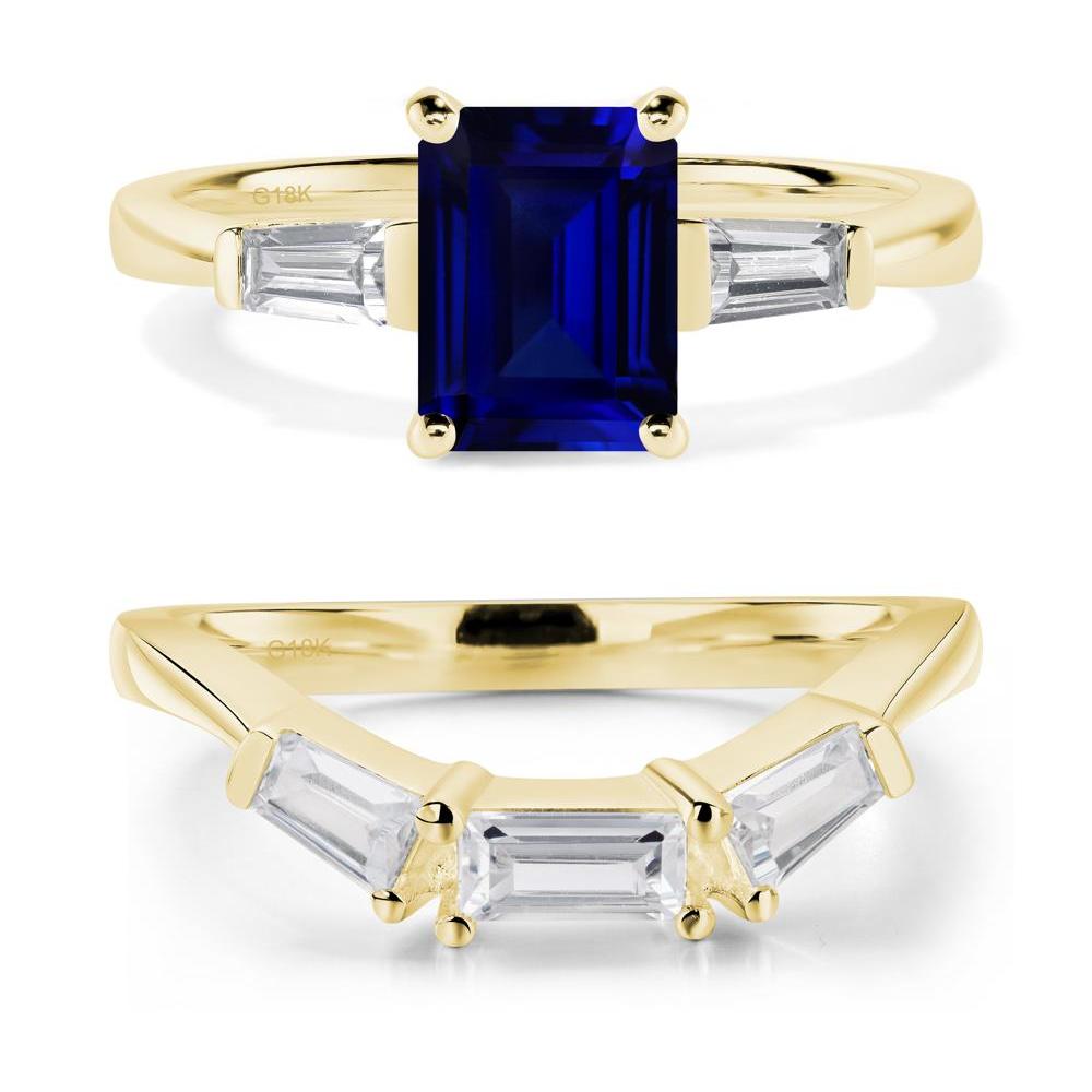 Sapphire Emerald Cut Baguette Ring - LUO Jewelry #metal_18k yellow gold