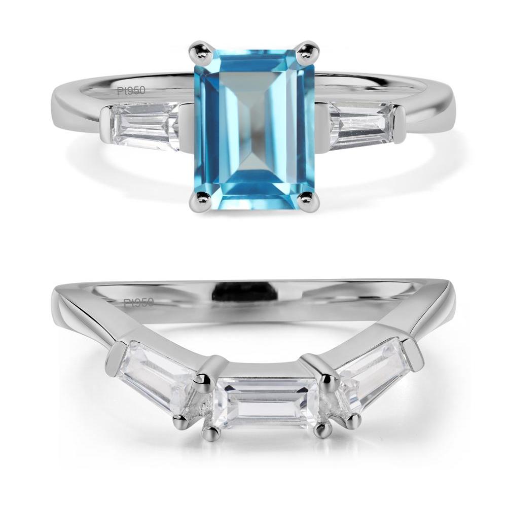 Swiss Blue Topaz Emerald Cut Baguette Ring - LUO Jewelry #metal_platinum