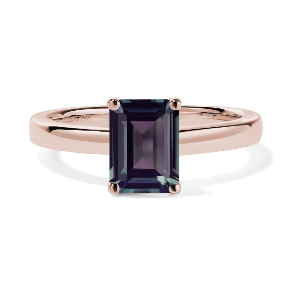 Emerald Cut Alexandrite Solitaire Ring - LUO Jewelry #metal_14k rose gold