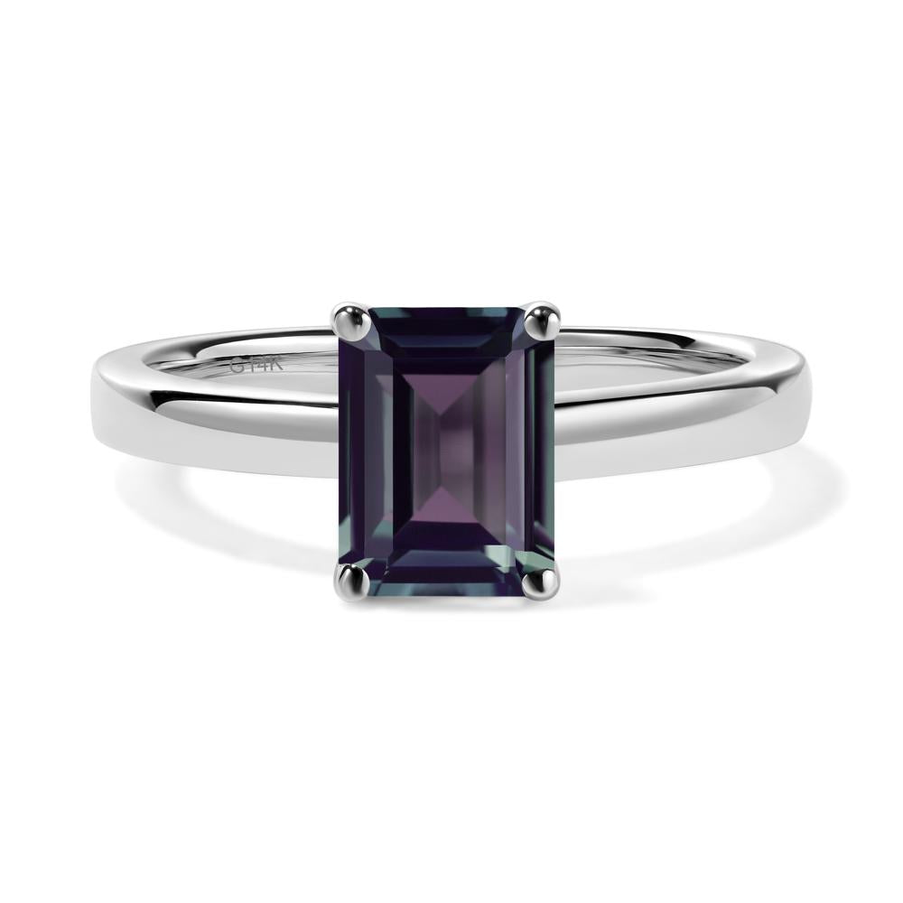 Emerald Cut Alexandrite Solitaire Ring - LUO Jewelry #metal_14k white gold