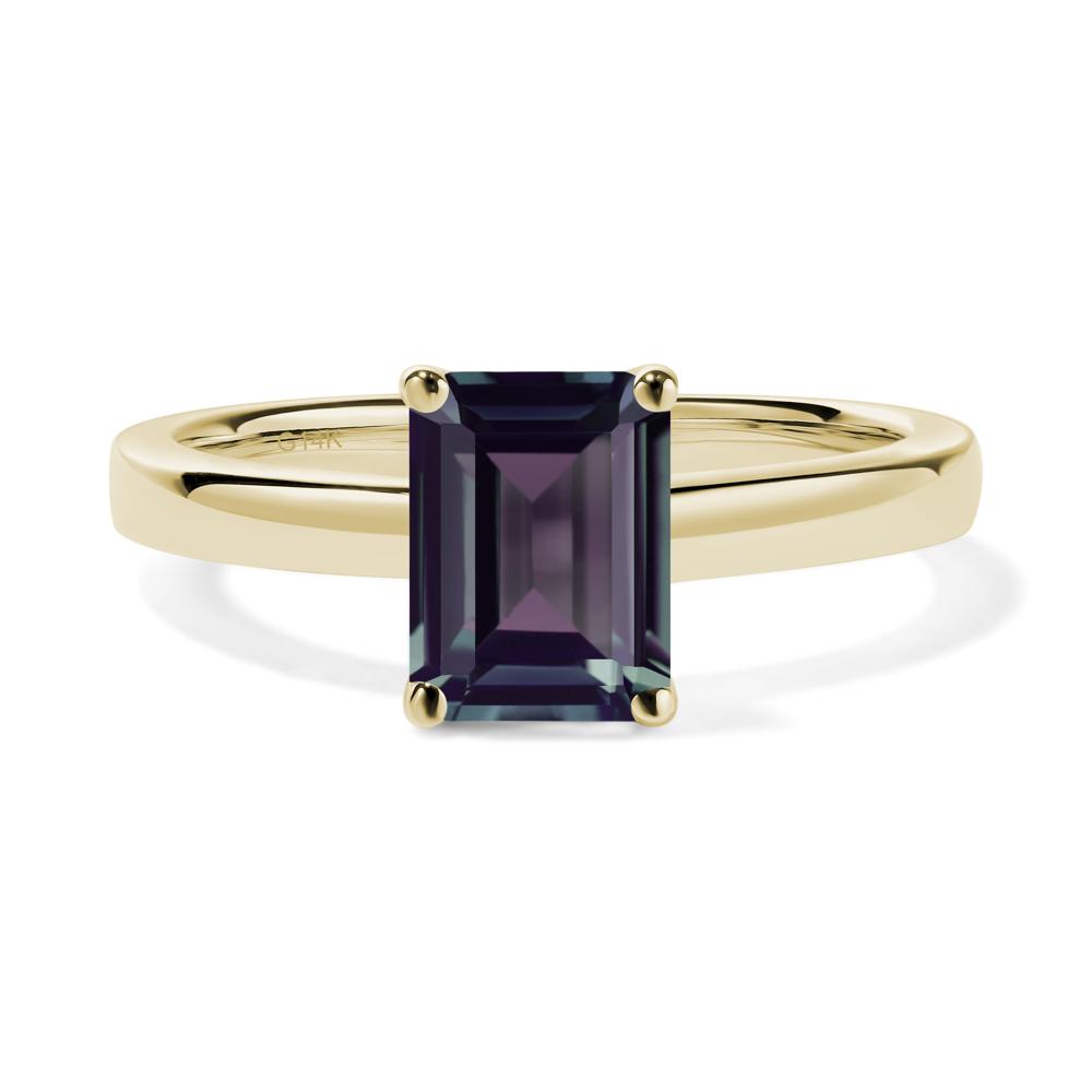 Emerald Cut Alexandrite Solitaire Ring - LUO Jewelry #metal_14k yellow gold