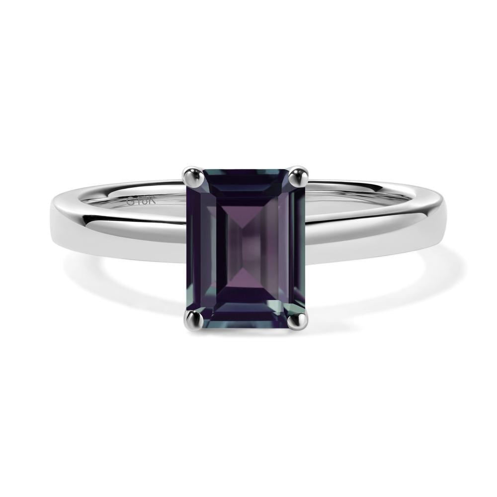 Emerald Cut Alexandrite Solitaire Ring - LUO Jewelry #metal_18k white gold