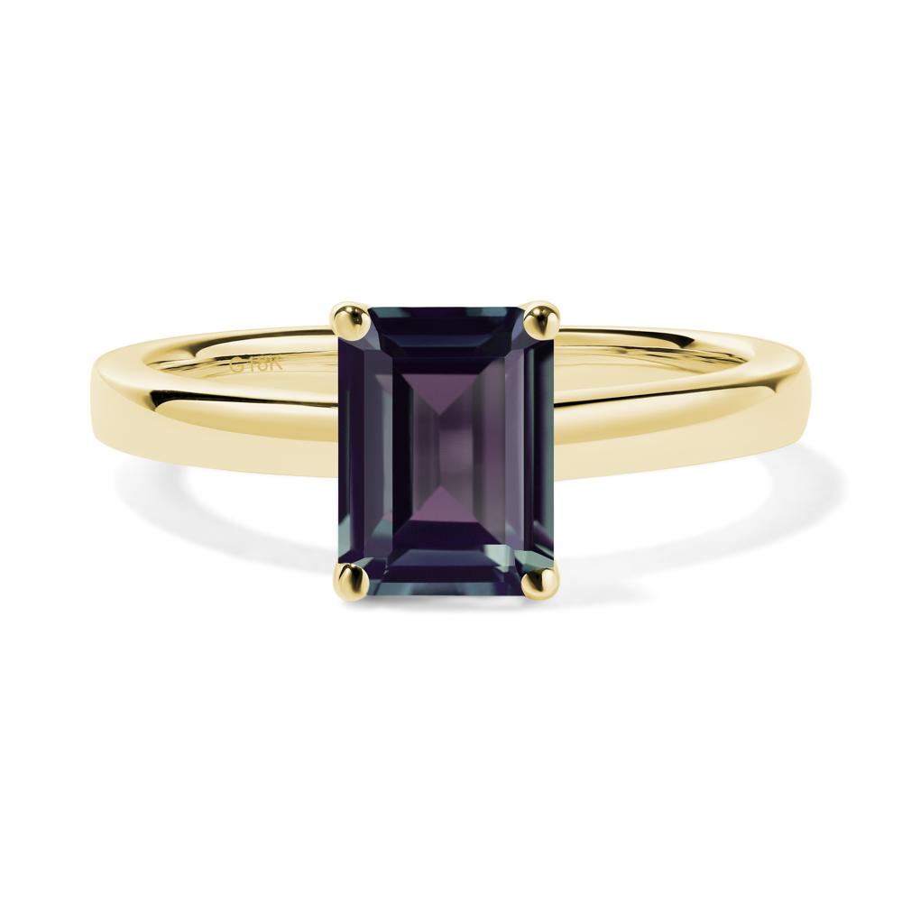 Emerald Cut Alexandrite Solitaire Ring - LUO Jewelry #metal_18k yellow gold