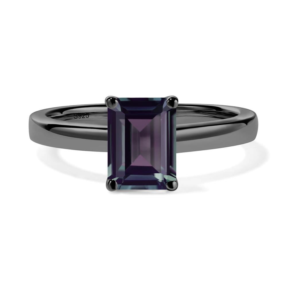 Emerald Cut Alexandrite Solitaire Ring - LUO Jewelry #metal_black finish sterling silver