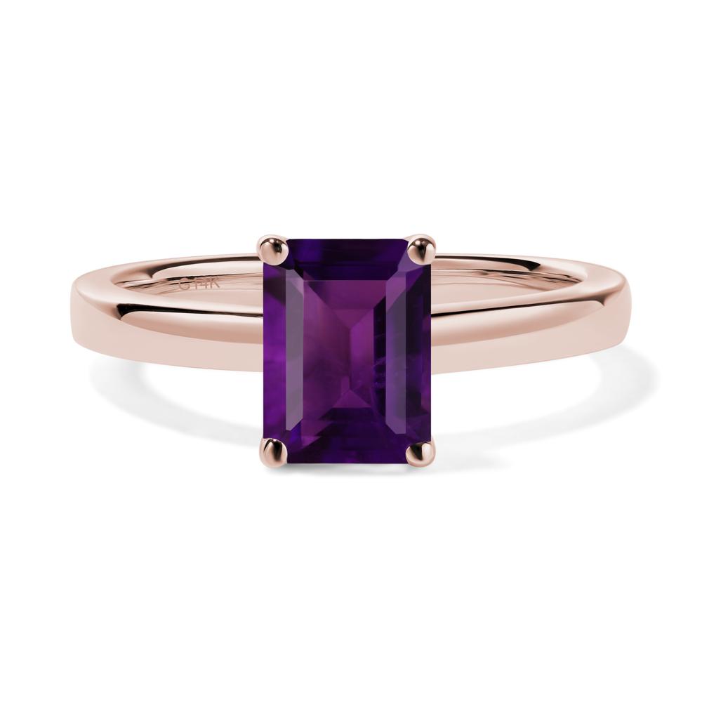 Amethyst Plain Band Solitaire Engagement Ring - LUO Jewelry #metal_14k rose gold