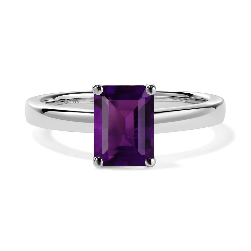 Amethyst Plain Band Solitaire Engagement Ring - LUO Jewelry #metal_14k white gold