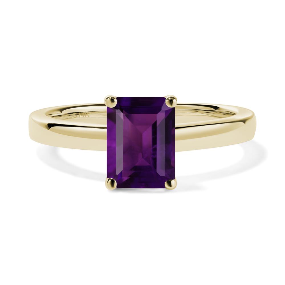 Amethyst Plain Band Solitaire Engagement Ring - LUO Jewelry #metal_14k yellow gold