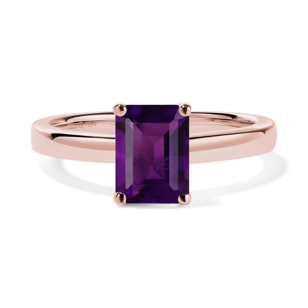 Amethyst Plain Band Solitaire Engagement Ring - LUO Jewelry #metal_18k rose gold