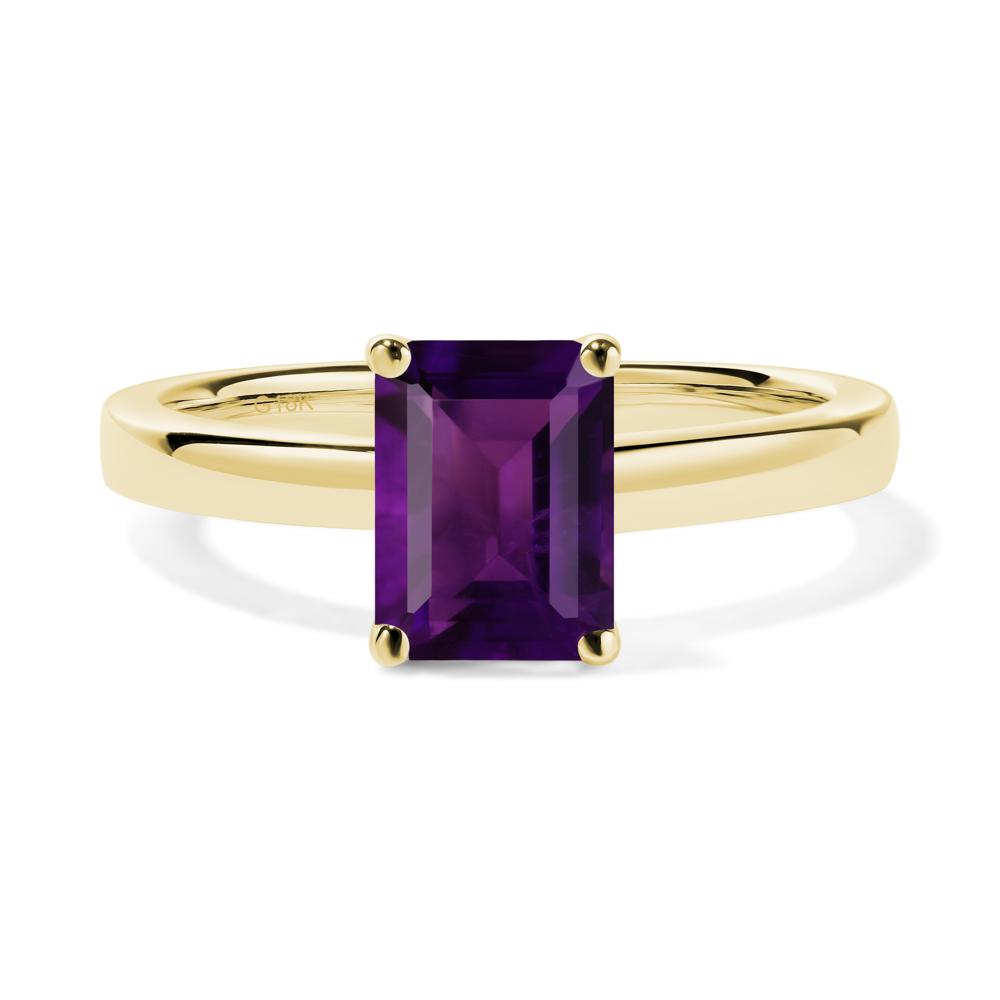 Amethyst Plain Band Solitaire Engagement Ring - LUO Jewelry #metal_18k yellow gold