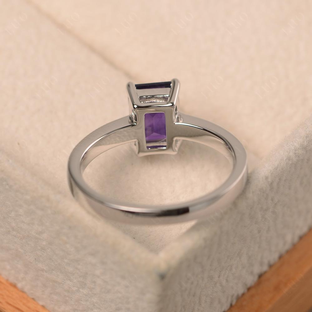 Amethyst Plain Band Solitaire Engagement Ring - LUO Jewelry 